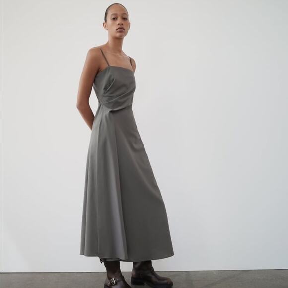 ZARA ZW COLLECTION RUCHED DRESS - Picture 2 of 11